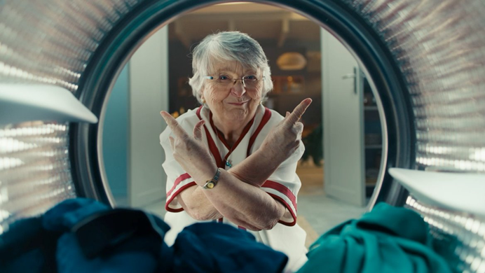 Woman in a laundry