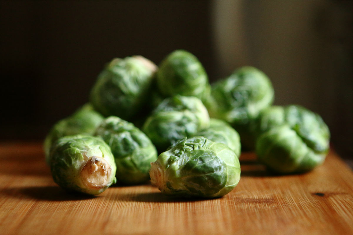 brussell sprouts on wood
