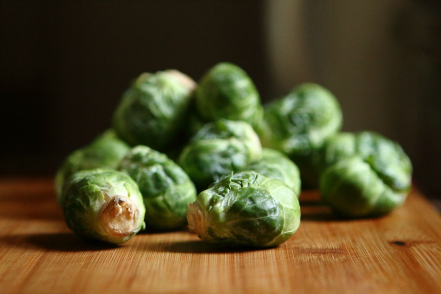 brussell sprouts on wood