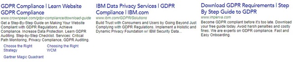 GDPR paid search creative examples