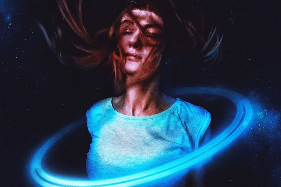 Woman with light effect