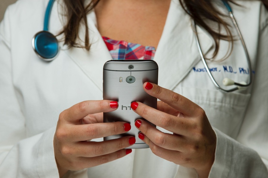 doctor using a mobile phone