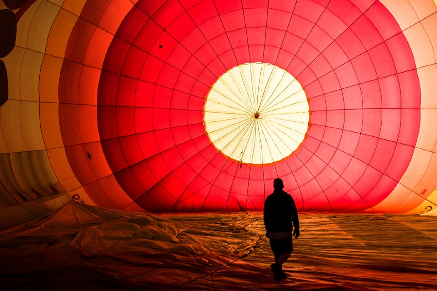 Hot air balloon being inflated