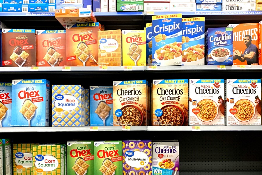 cereal on shelves
