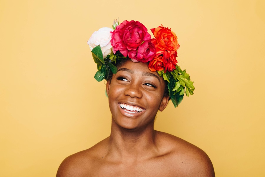 Woman wearing flower crown