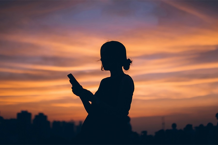 woman using phone