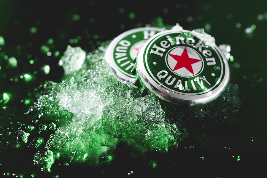 Heineken bottle cap on ice
