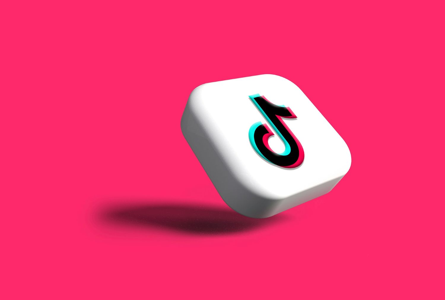 Image of the TikTok 3D icon logo on a pink background