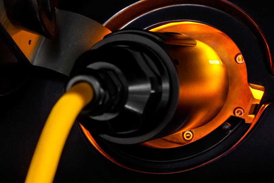 Electric auto charging connector glows