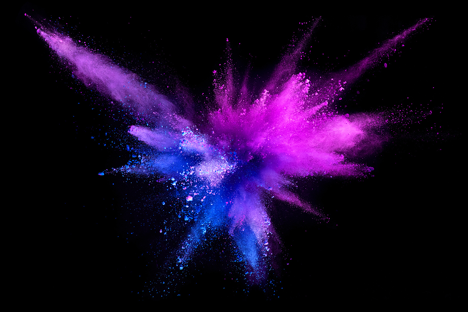 fuegos artificiales azules y lilas