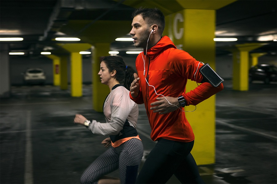 Man and woman are running