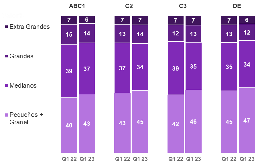 Comportamiento del comprador chileno con tamaño de producto