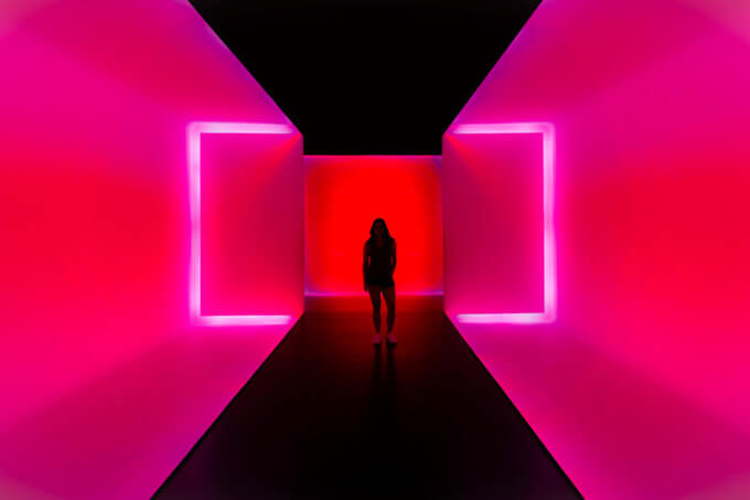 Illuminated neon corridor