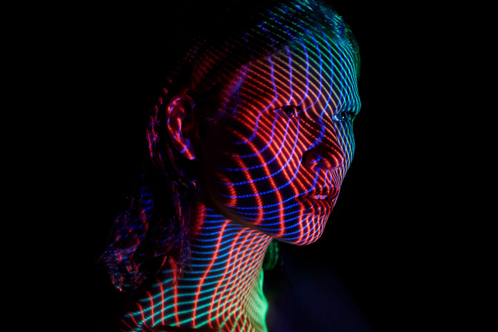Digital projections on a face