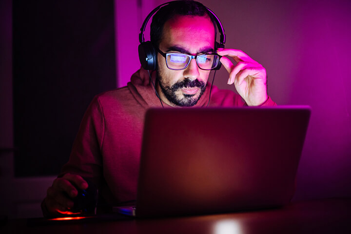 person using laptop