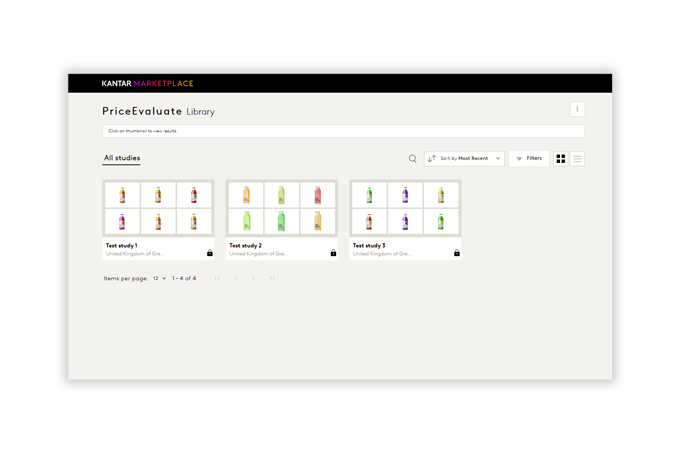 Kantar PriceEvaluate dashboard