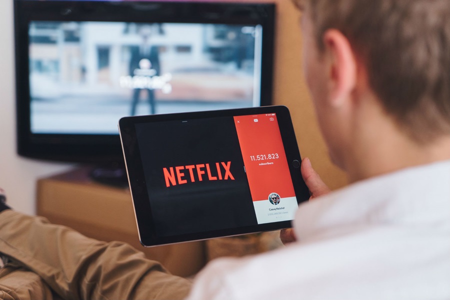man watching netflix