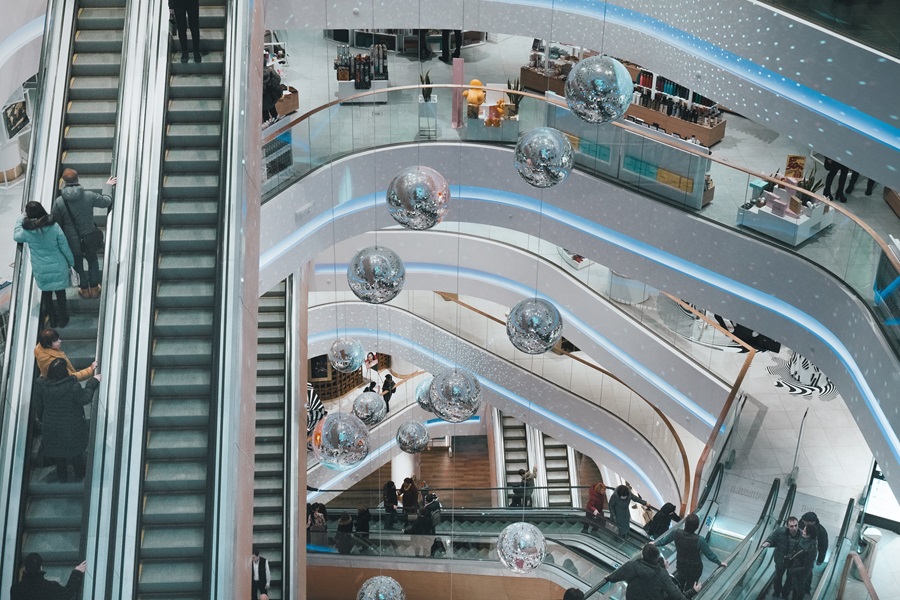 Escalator in shopping mall