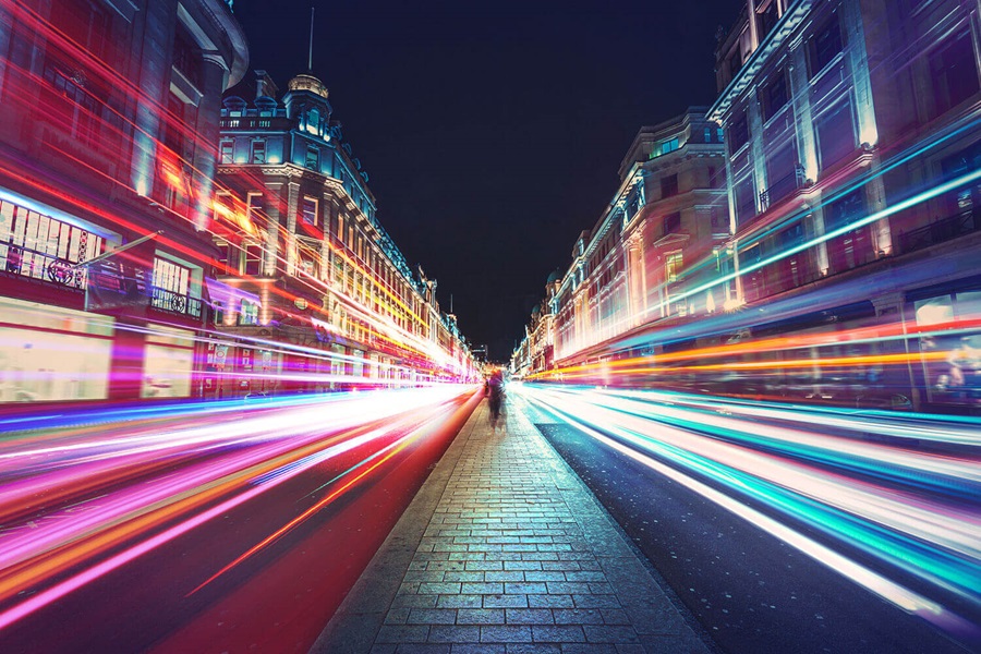 City street light trails