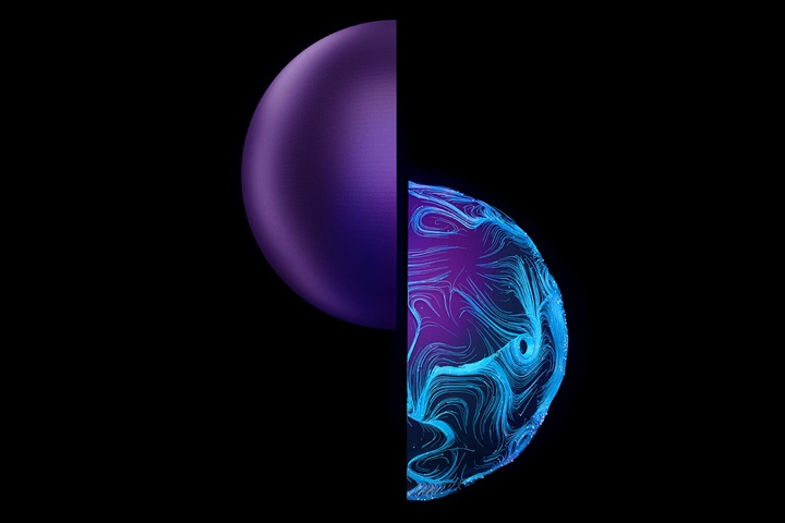 Abstract image of a sphere splitting