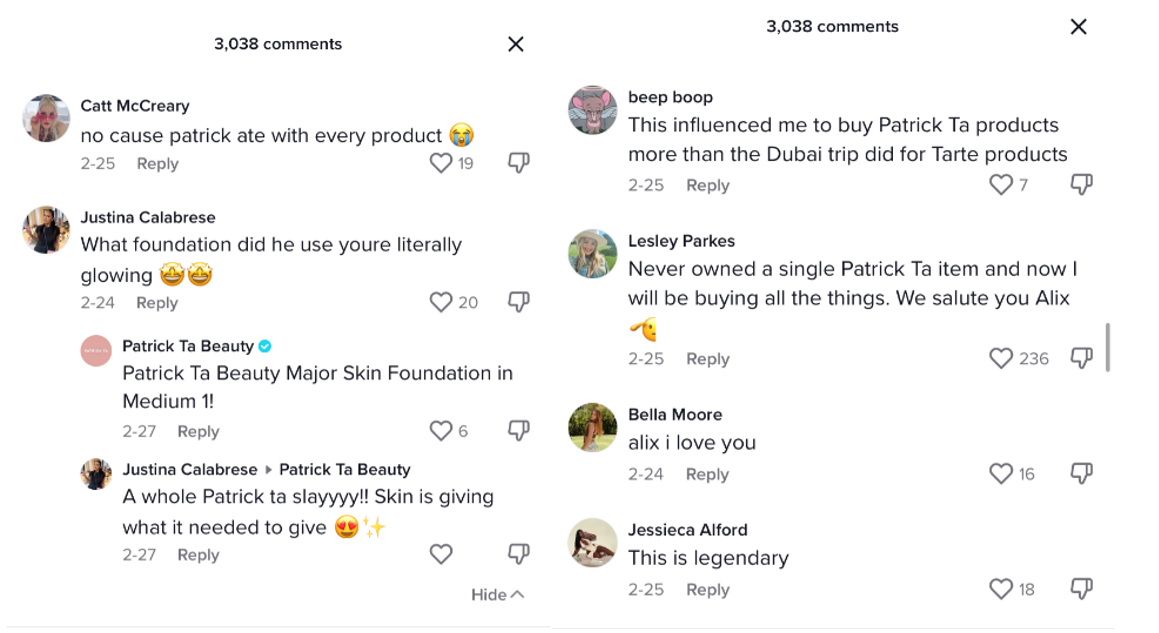 TikTok comments