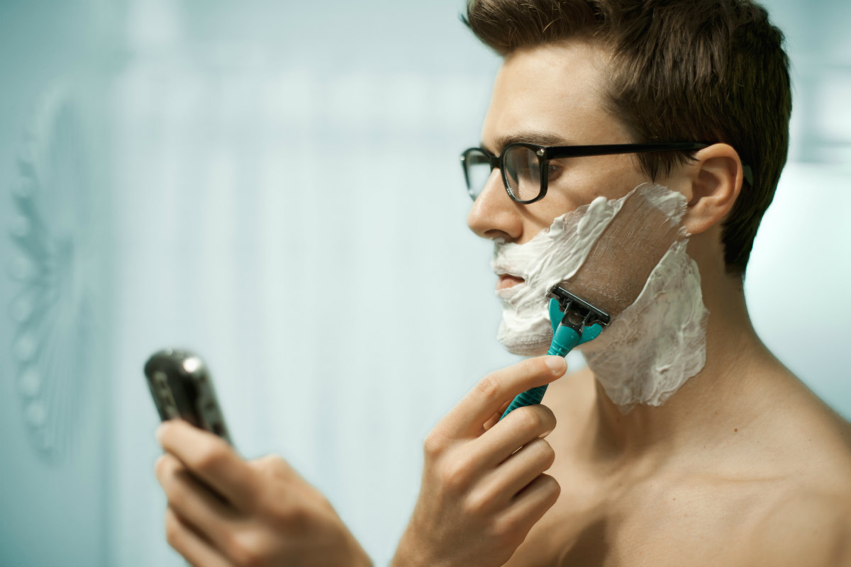 man shaving