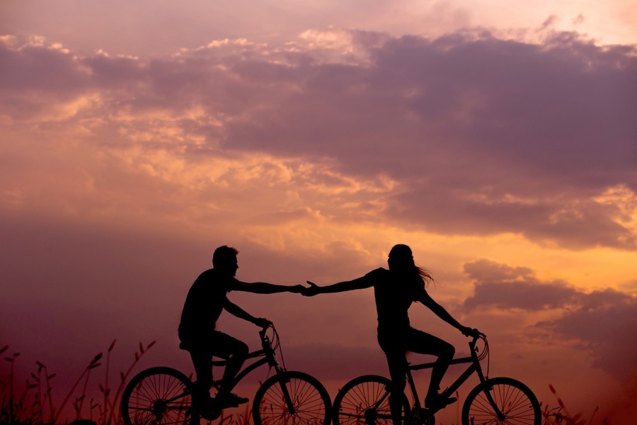 People on bicycles