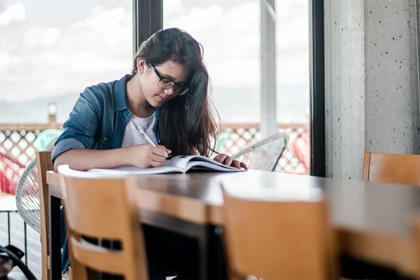 Girl studying at desk