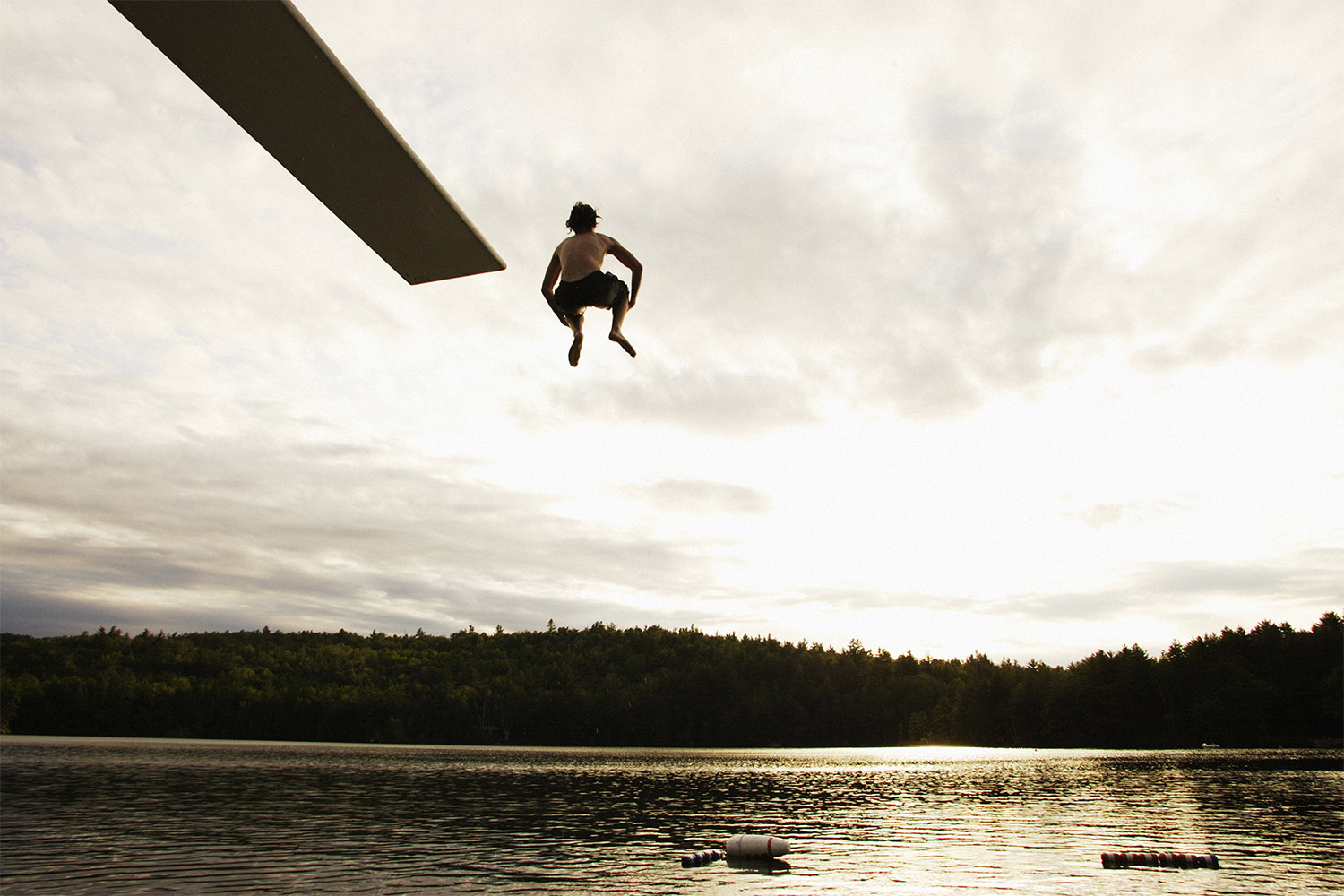 Jumping into a lake