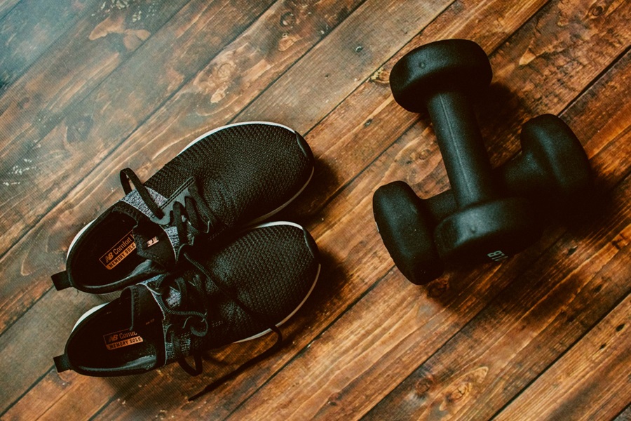 trainers and weights fitness gym